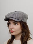 Кепка LIERYS арт. 6883501 8-PANEL CAP LINEN HERRINGBONE (бежевый / синий)